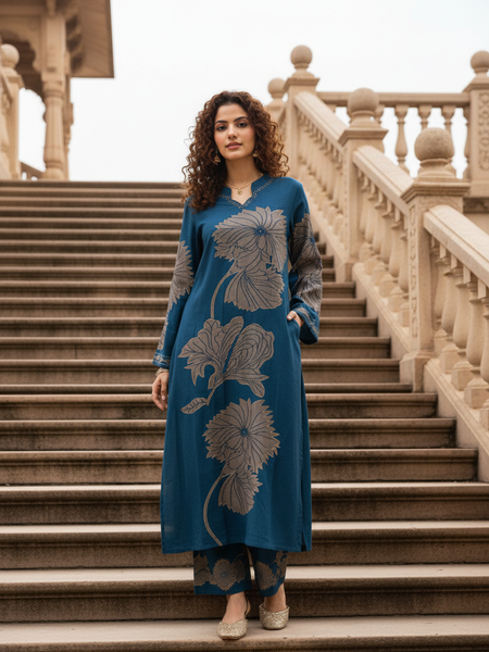 Classic Indigo Blue Cotton Kurta Set with Everyday Ease