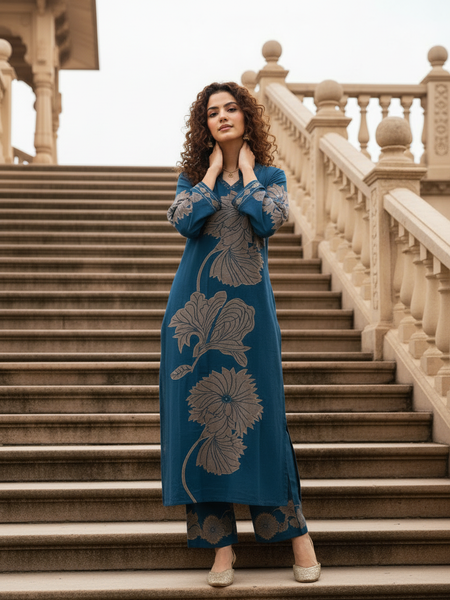 Classic Indigo Blue Cotton Kurta Set with Everyday Ease