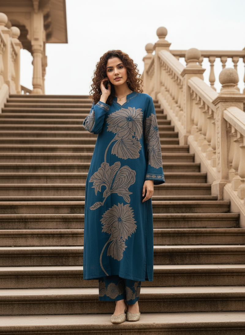 Classic Indigo Blue Cotton Kurta Set with Everyday Ease