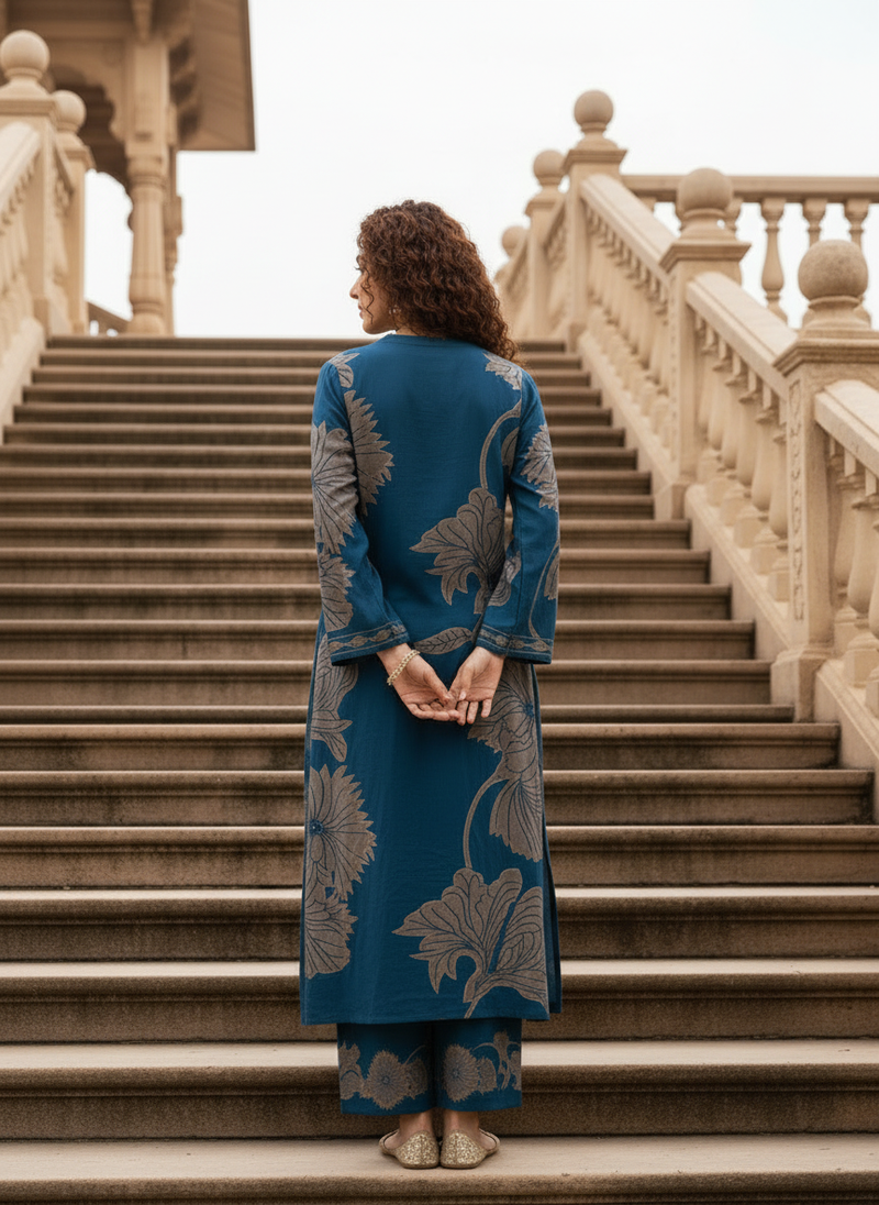 Classic Indigo Blue Cotton Kurta Set with Everyday Ease