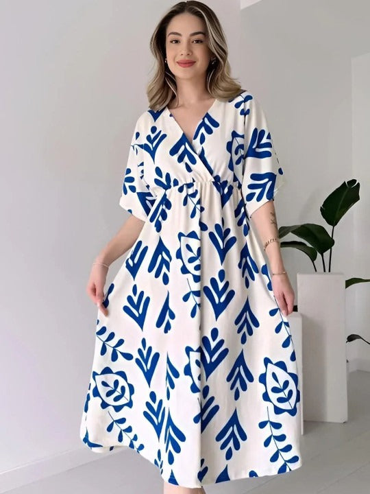 MANOJAVA Women White Cotton Fit & Flare Dress