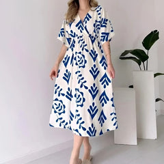 MANOJAVA Women White Cotton Fit & Flare Dress