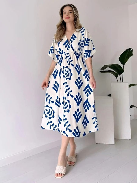 MANOJAVA Women White Cotton Fit & Flare Dress