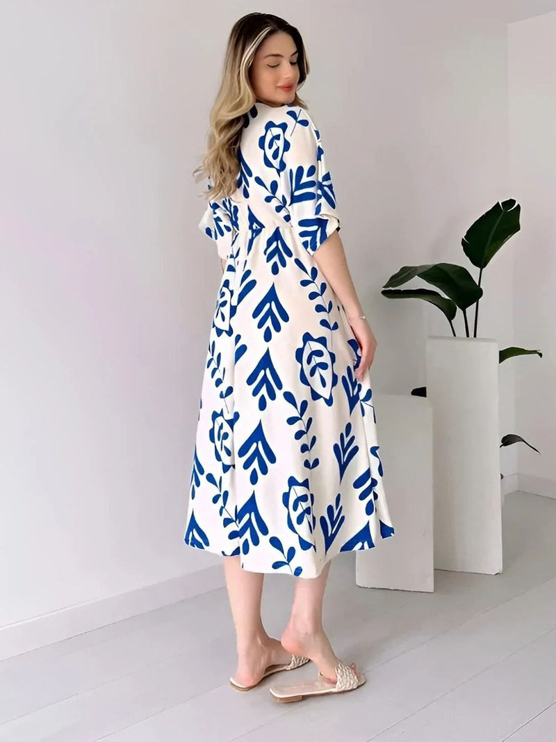 MANOJAVA Women White Cotton Fit & Flare Dress