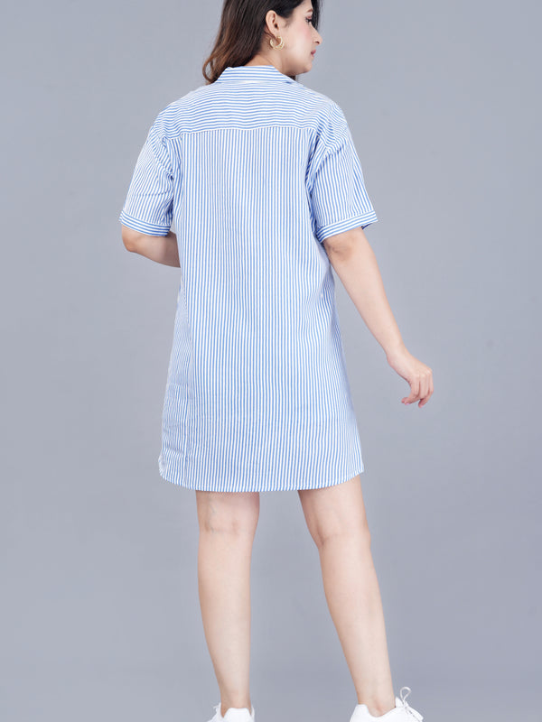 MANOJAVA Women Sky Blue Rayon A-Line Dress