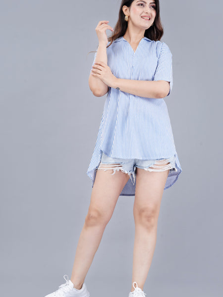 MANOJAVA Women Sky Blue Rayon A-Line Dress