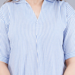 MANOJAVA Women Sky Blue Rayon A-Line Dress