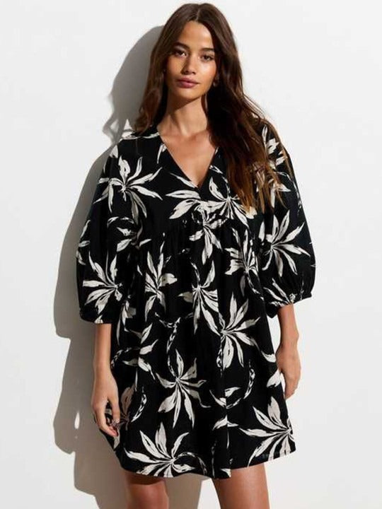 MANOJAVA Women Black Rayon Fit & Flare Dress