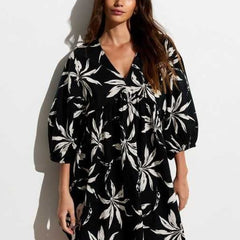 MANOJAVA Women Black Rayon Fit & Flare Dress