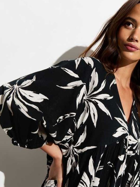 MANOJAVA Women Black Rayon Fit & Flare Dress