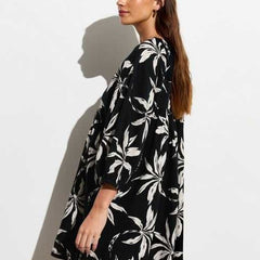 MANOJAVA Women Black Rayon Fit & Flare Dress