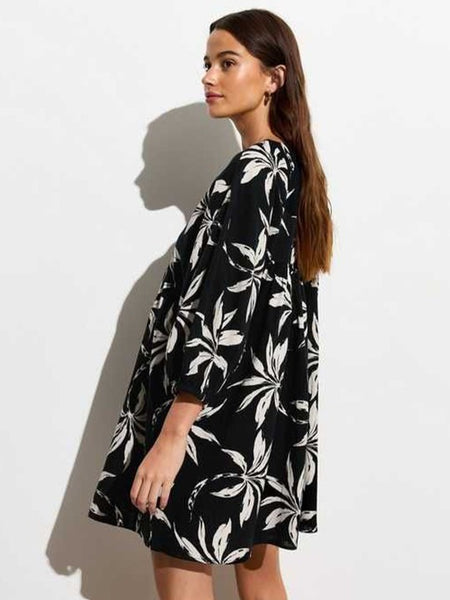 MANOJAVA Women Black Rayon Fit & Flare Dress