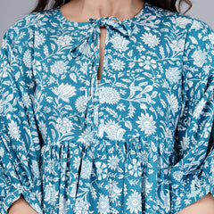 MANOJAVA Women Sky Blue Rayon Fit & Flare Dress