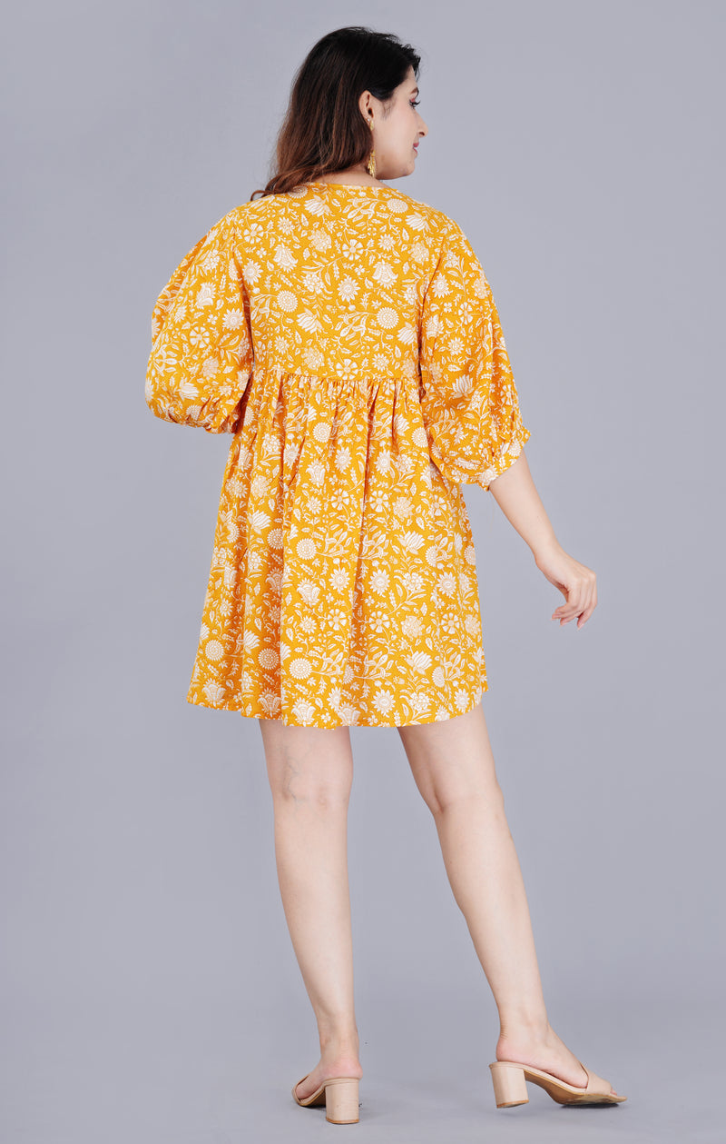 MANOJAVA Women Yellow Rayon Fit & Flare Dress