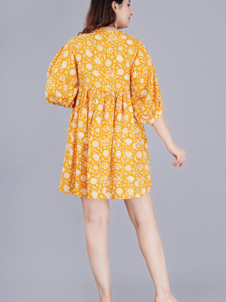 MANOJAVA Women Yellow Rayon Fit & Flare Dress