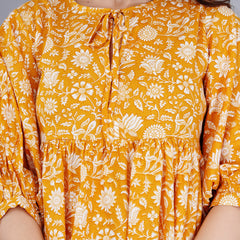 MANOJAVA Women Yellow Rayon Fit & Flare Dress