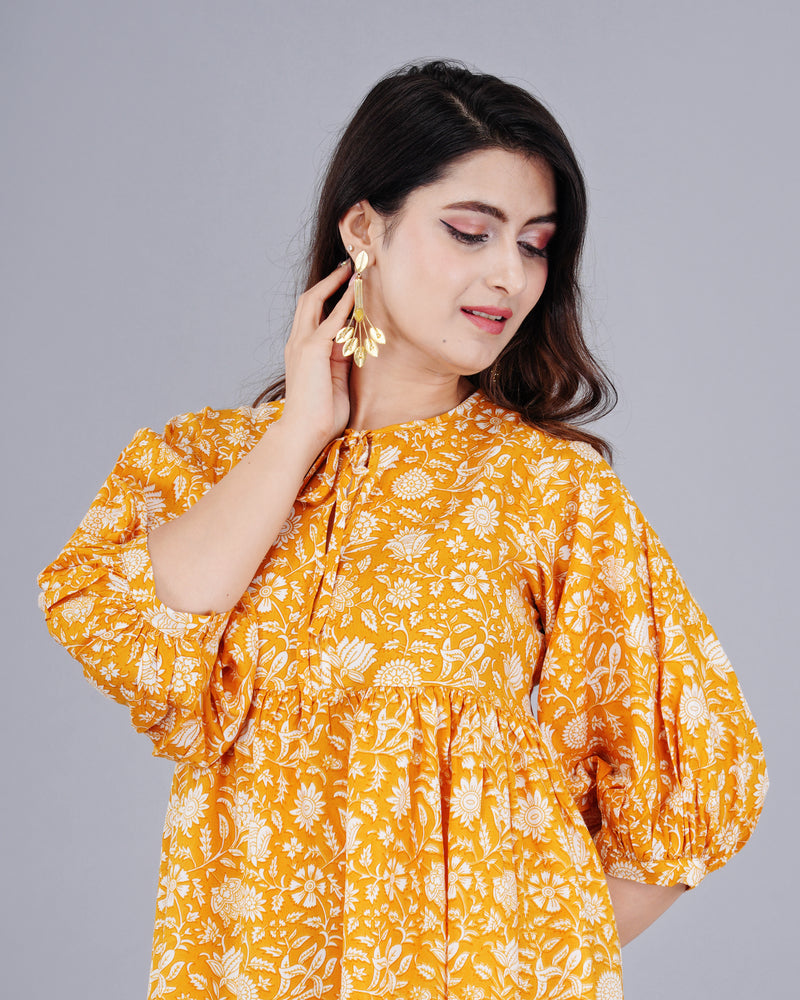 MANOJAVA Women Yellow Rayon Fit & Flare Dress