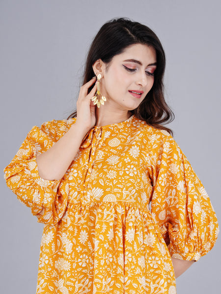 MANOJAVA Women Yellow Rayon Fit & Flare Dress